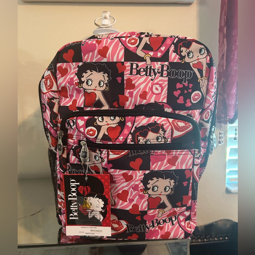 Betty Boop Red and Pink Graphic Backpack